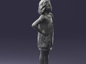 000499 Young Girl Standing with Hands on Hips Casual Child Character 3d print ready 3D Print Model