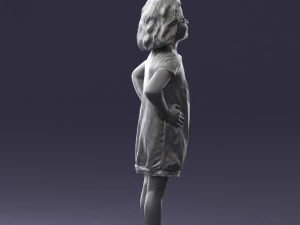000499 Young Girl Standing with Hands on Hips Casual Child Character 3d print ready 3D Print Model