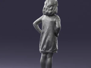 000499 Young Girl Standing with Hands on Hips Casual Child Character 3d print ready 3D Print Model