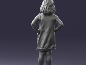 000499 Young Girl Standing with Hands on Hips Casual Child Character 3d print ready 3D Print Model