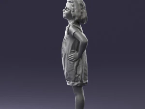 000499 Young Girl Standing with Hands on Hips Casual Child Character 3d print ready 3D Print Model