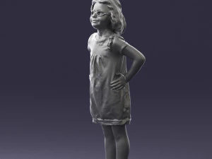 000499 Young Girl Standing with Hands on Hips Casual Child Character 3d print ready 3D Print Model
