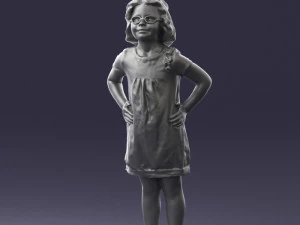 000499 Young Girl Standing with Hands on Hips Casual Child Character 3d print ready 3D Print Model