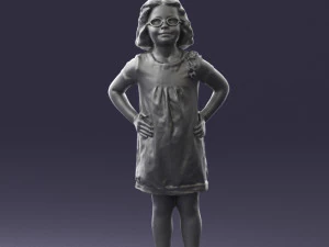 000499 Young Girl Standing with Hands on Hips Casual Child Character 3d print ready 3D Print Model