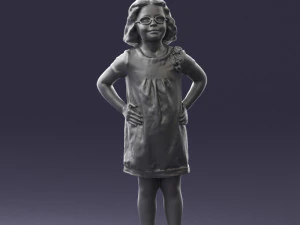 000499 Young Girl Standing with Hands on Hips Casual Child Character 3d print ready 3D Print Model