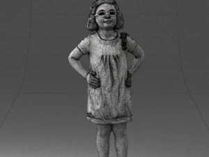 000499 Young Girl Standing with Hands on Hips Casual Child Character 3d print ready 3D Print Model