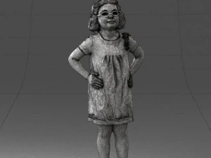 000499 Young Girl Standing with Hands on Hips Casual Child Character 3d print ready 3D Print Model