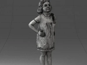000499 Young Girl Standing with Hands on Hips Casual Child Character 3d print ready 3D Print Model