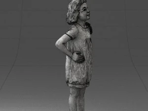 000499 Young Girl Standing with Hands on Hips Casual Child Character 3d print ready 3D Print Model