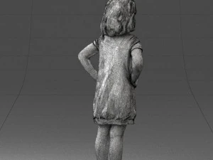 000499 Young Girl Standing with Hands on Hips Casual Child Character 3d print ready 3D Print Model