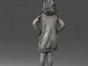 000499 Young Girl Standing with Hands on Hips Casual Child Character 3d print ready 3D Print Model