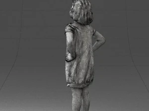 000499 Young Girl Standing with Hands on Hips Casual Child Character 3d print ready 3D Print Model