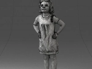 000499 Young Girl Standing with Hands on Hips Casual Child Character 3d print ready 3D Print Model