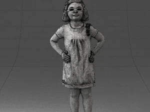 000499 Young Girl Standing with Hands on Hips Casual Child Character 3d print ready 3D Print Model