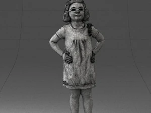 000499 Young Girl Standing with Hands on Hips Casual Child Character 3d print ready 3D Print Model