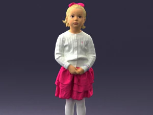 000502 Ragazza del bambino in piedi simpatico personaggio bambino pronto per la stampa 3D Modello di stampa 3D