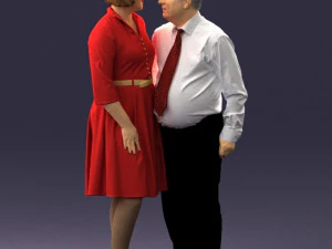 000513 Older Couple Standing Together Realistic Male and Female Characters 3D Model
