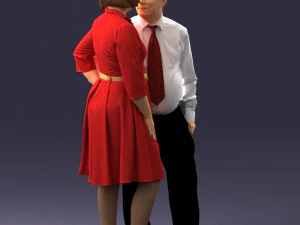 000513 Older Couple Standing Together Realistic Male and Female Characters 3D Model