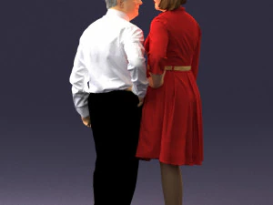 000513 Older Couple Standing Together Realistic Male and Female Characters 3D Model