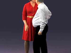 000513 Older Couple Standing Together Realistic Male and Female Characters 3D Model