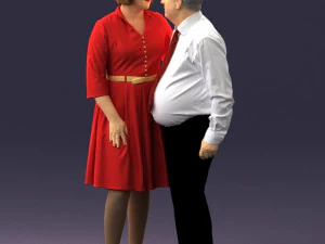 000513 Older Couple Standing Together Realistic Male and Female Characters 3D Model