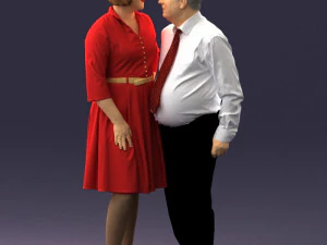 000513 Older Couple Standing Together Realistic Male and Female Characters 3D Model