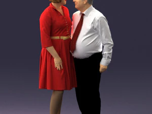 000513 Older Couple Standing Together Realistic Male and Female Characters 3D Model