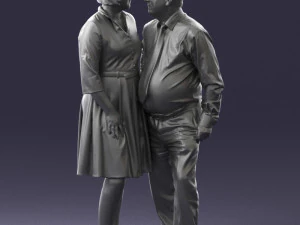 000513 Older Couple Standing Together Realistic Male and Female Characters 3D Model