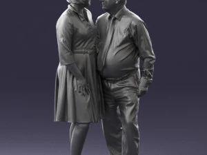 000513 Older Couple Standing Together Realistic Male and Female Characters 3D Model