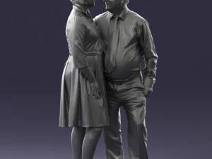 000513 Older Couple Standing Together Realistic Male and Female Characters 3D Model