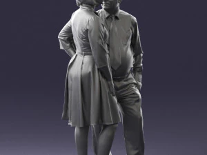 000513 Older Couple Standing Together Realistic Male and Female Characters 3D Model