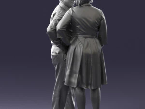 000513 Older Couple Standing Together Realistic Male and Female Characters 3D Model