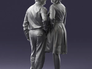 000513 Older Couple Standing Together Realistic Male and Female Characters 3D Model