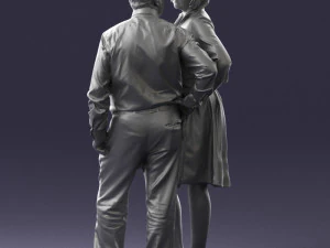 000513 Older Couple Standing Together Realistic Male and Female Characters 3D Model