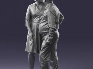 000513 Older Couple Standing Together Realistic Male and Female Characters 3D Model