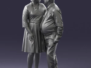 000513 Older Couple Standing Together Realistic Male and Female Characters 3D Model