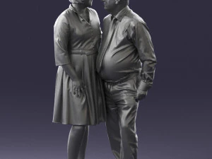 000513 Older Couple Standing Together Realistic Male and Female Characters 3D Model