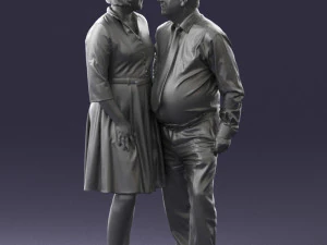 000513 Older Couple Standing Together Realistic Male and Female Characters 3D Model
