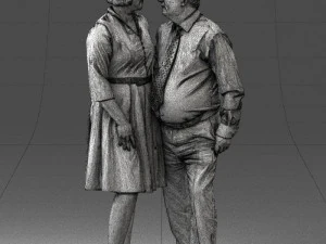000513 Older Couple Standing Together Realistic Male and Female Characters 3D Model
