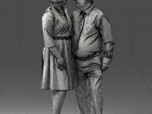 000513 Older Couple Standing Together Realistic Male and Female Characters 3D Model