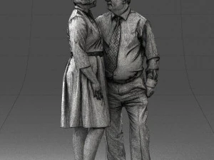 000513 Older Couple Standing Together Realistic Male and Female Characters 3D Model