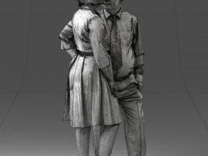 000513 Older Couple Standing Together Realistic Male and Female Characters 3D Model