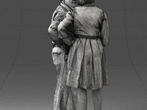 000513 Older Couple Standing Together Realistic Male and Female Characters 3D Model
