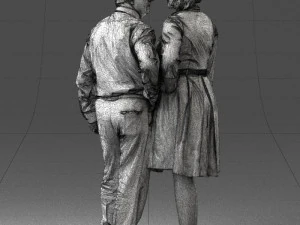 000513 Older Couple Standing Together Realistic Male and Female Characters 3D Model