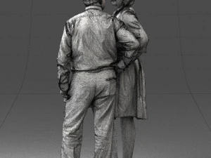 000513 Older Couple Standing Together Realistic Male and Female Characters 3D Model