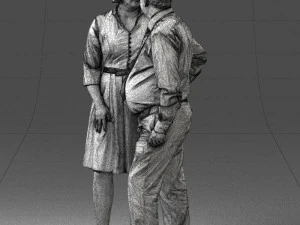 000513 Older Couple Standing Together Realistic Male and Female Characters 3D Model