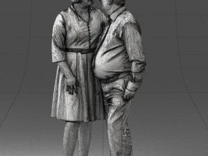 000513 Older Couple Standing Together Realistic Male and Female Characters 3D Model