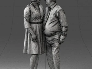 000513 Older Couple Standing Together Realistic Male and Female Characters 3D Model