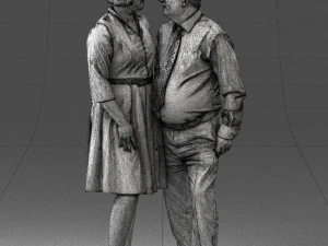 000513 Older Couple Standing Together Realistic Male and Female Characters 3D Model