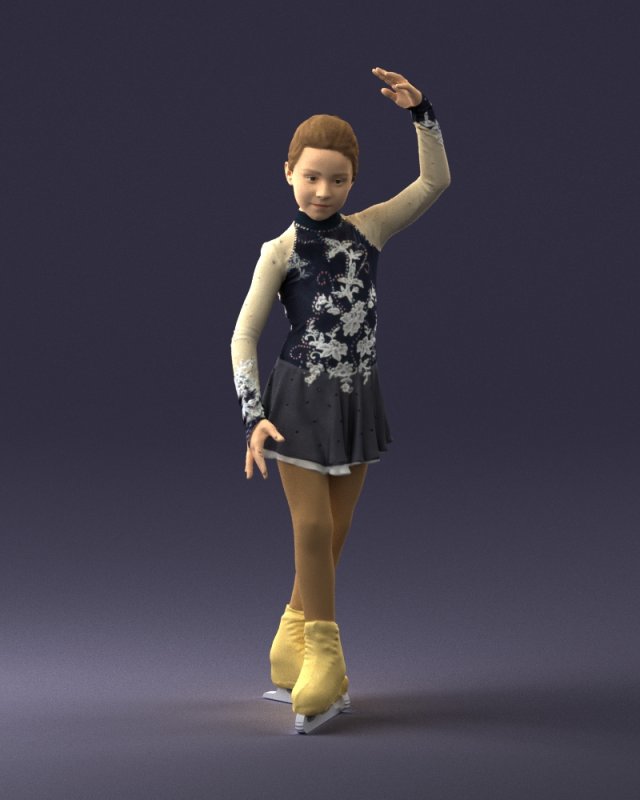 ice skating girl 0158 Model 3D .c4d .max .obj .3ds .fbx .stl .blend 